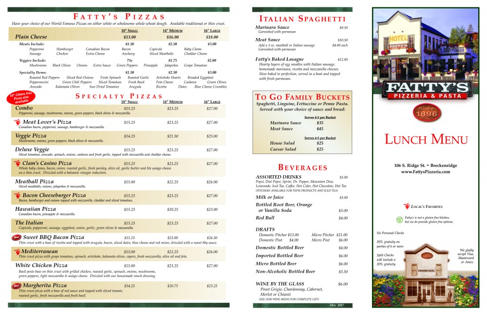 Fattys Lunch Menu Fattyspizzeria