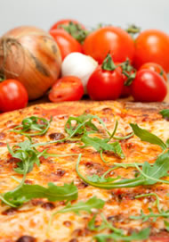 Pizza with Tomatoes, Onion and Garlic